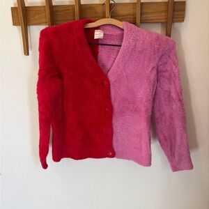 Hanna Andersson Red and Pink Fuzzy Cardigan, size 10